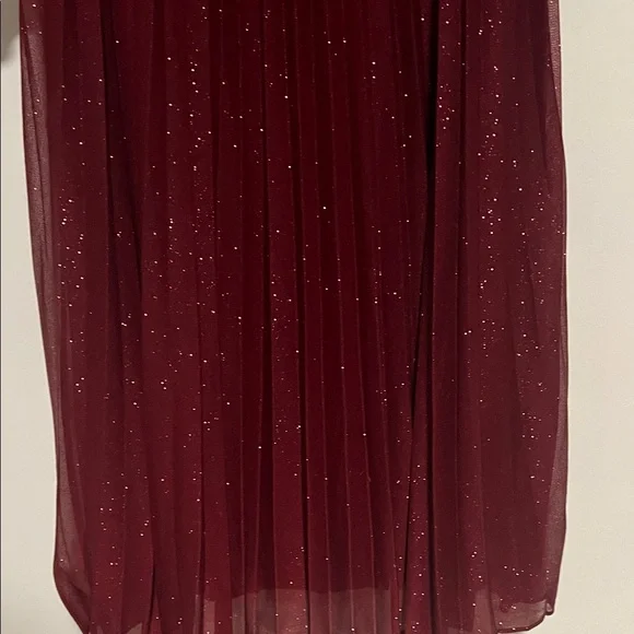 Maison Tara Burgundy Long Sleeve Dress with Sparkle - Picture 5 of 7